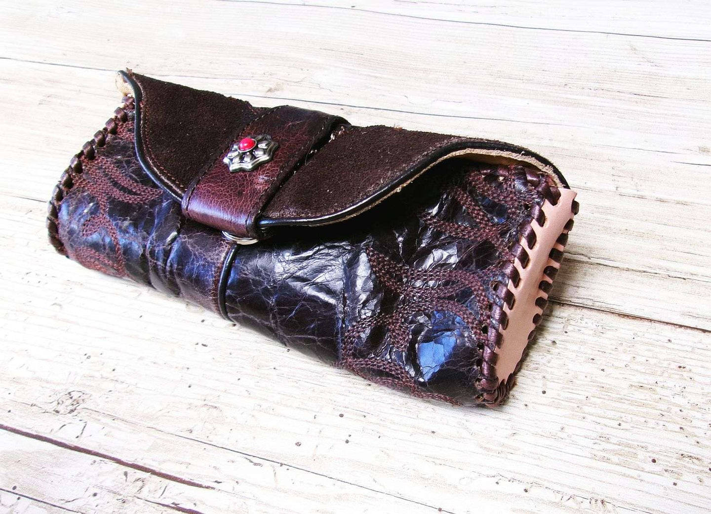 Eyewear Case gc#07 handcrafted from cowboy boots. Shop  at ChrisThompsonBags.com and buy the best ["eyeglasses","sunglasses"] at Chris Thompson Bags.