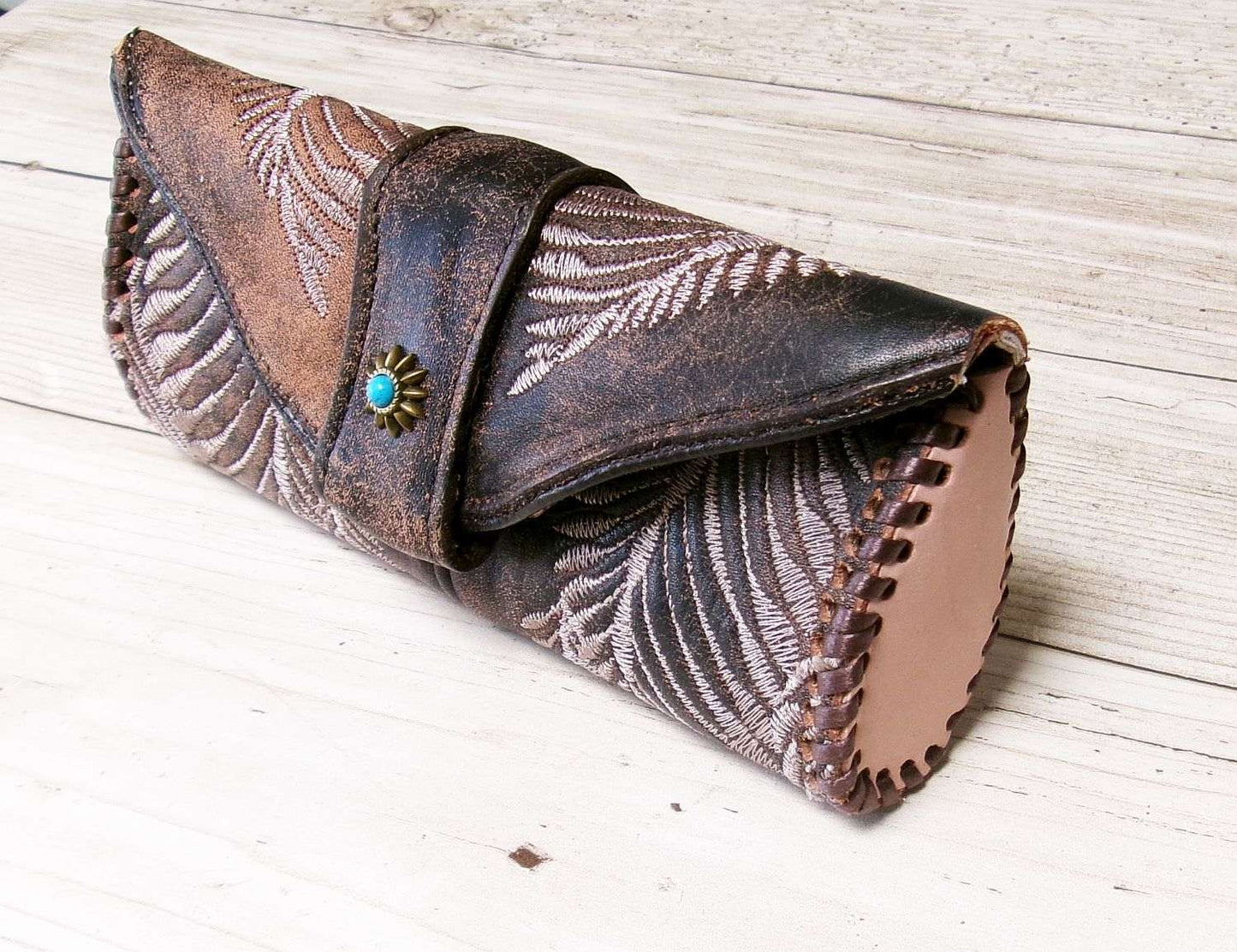 Eyewear Case gc#08 handcrafted from cowboy boots. Shop  at ChrisThompsonBags.com and buy the best ["eyeglasses","sunglasses"] at Chris Thompson Bags.