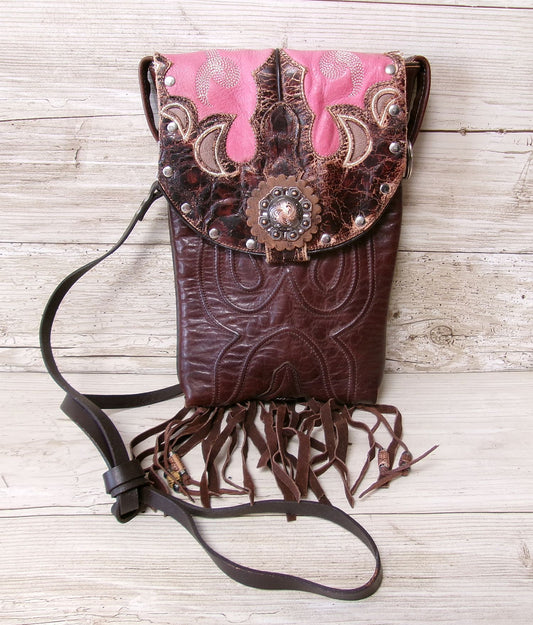 Cowboy Boot Crossbody Hipster Bag with Fringe HP1000