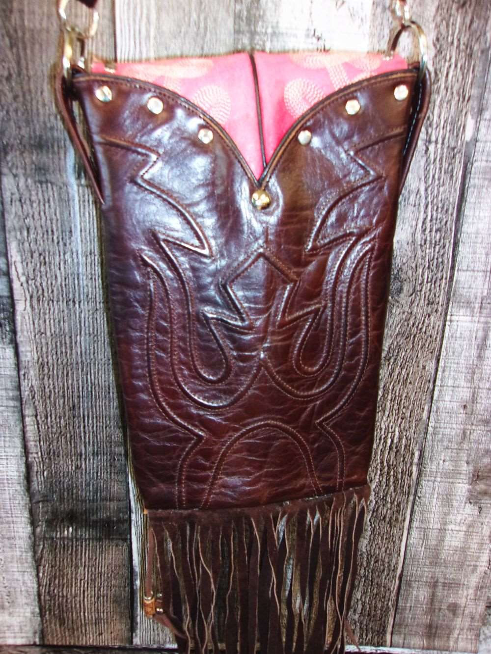 Cowboy Boot Crossbody Fringe Hipster Bag HP1000 handcrafted from cowboy boots. Shop all unique leather western handbags, purses and totes at Chris Thompson Bags