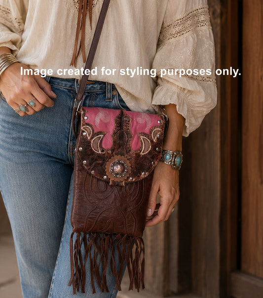 Cowboy Boot Crossbody Hipster Bag with Fringe HP1000