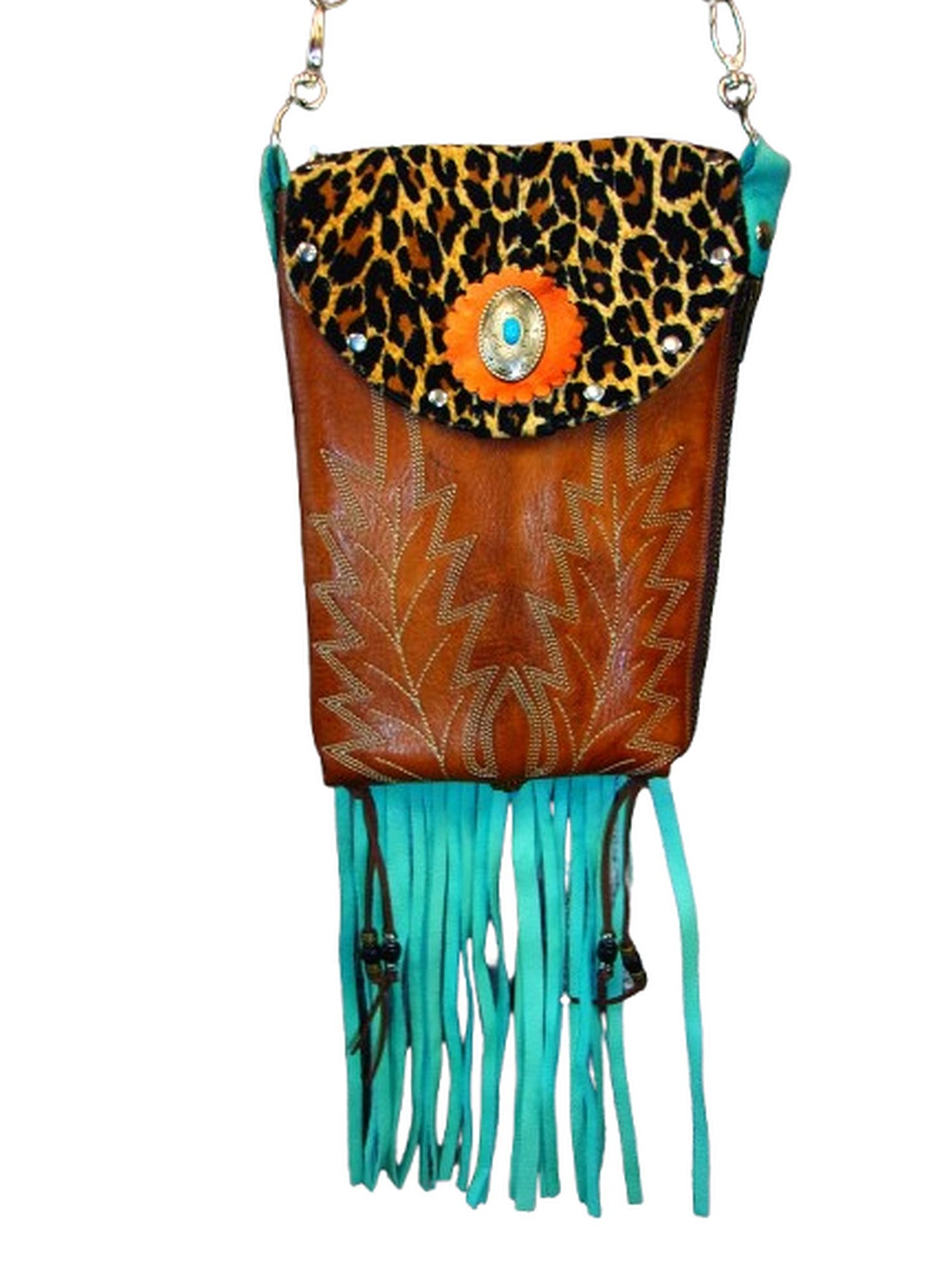 Cheetah Print Western Purse 6Pc Bundle | Fringe & Crossbody handcrafted from cowboy boots. Shop  at ChrisThompsonBags.com and buy the best ["cheetah"] at Chris Thompson Bags.
