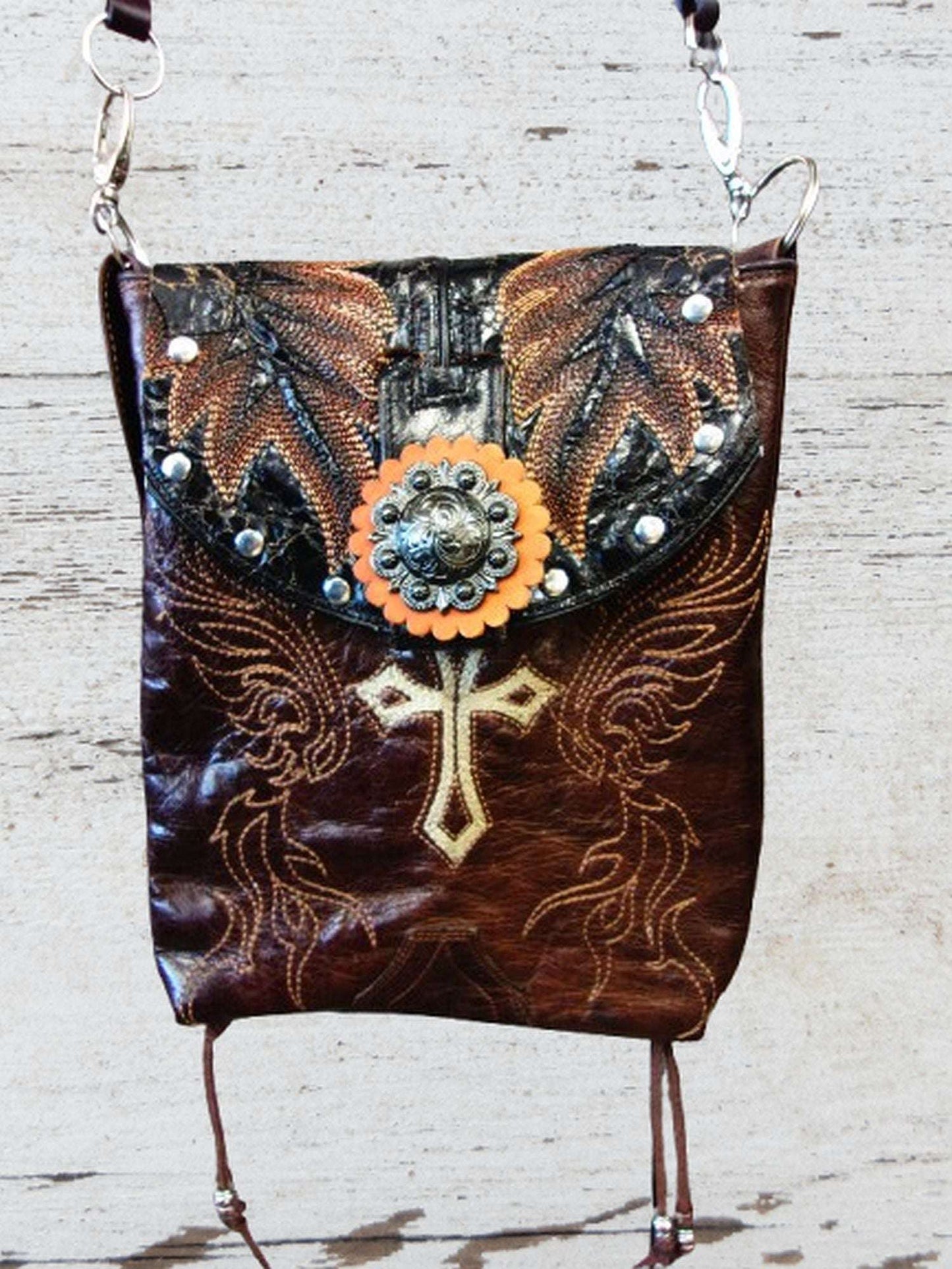 Grace Hipster Bag Bundle 5 Pc | Cross Theme handcrafted from cowboy boots. Shop  at ChrisThompsonBags.com and buy the best [] at Chris Thompson Bags.