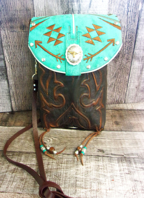 Cowboy Boot Crossbody Fringe Hipster Bag HP1048