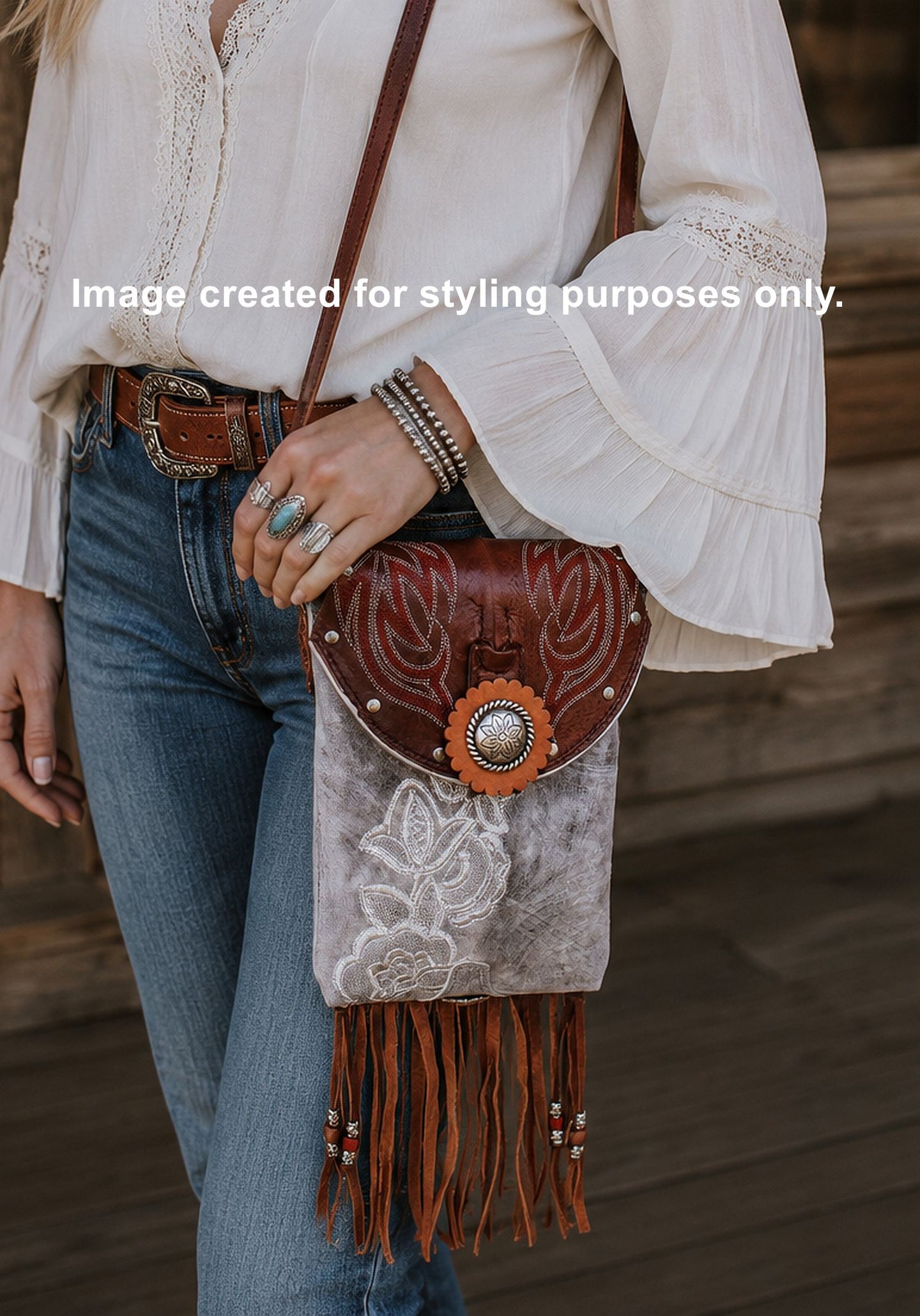 Cowboy Boot Crossbody Hipster Bag with Fringe HP1077