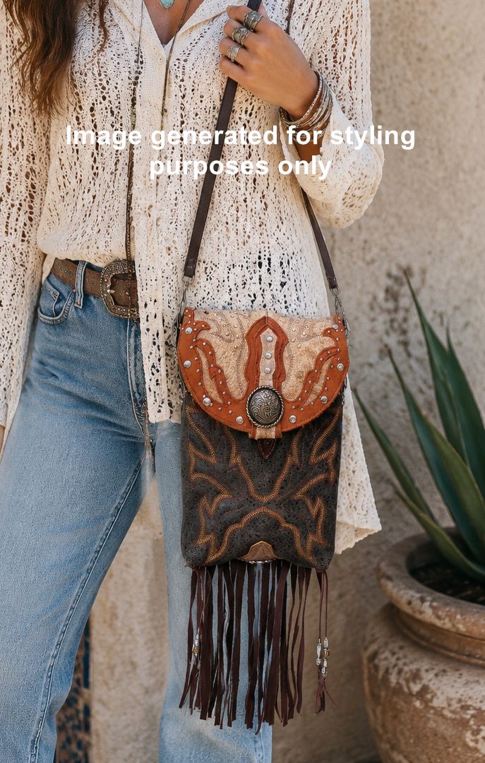 Cowboy Boot Crossbody Hipster Bag with Fringe HP1082