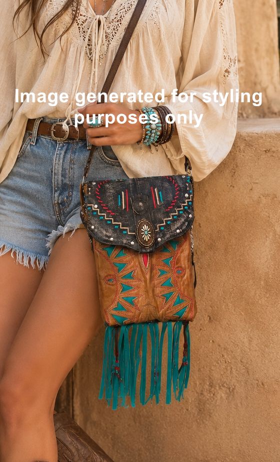 Cowboy Boot Crossbody Hipster Bag with Fringe HP1083