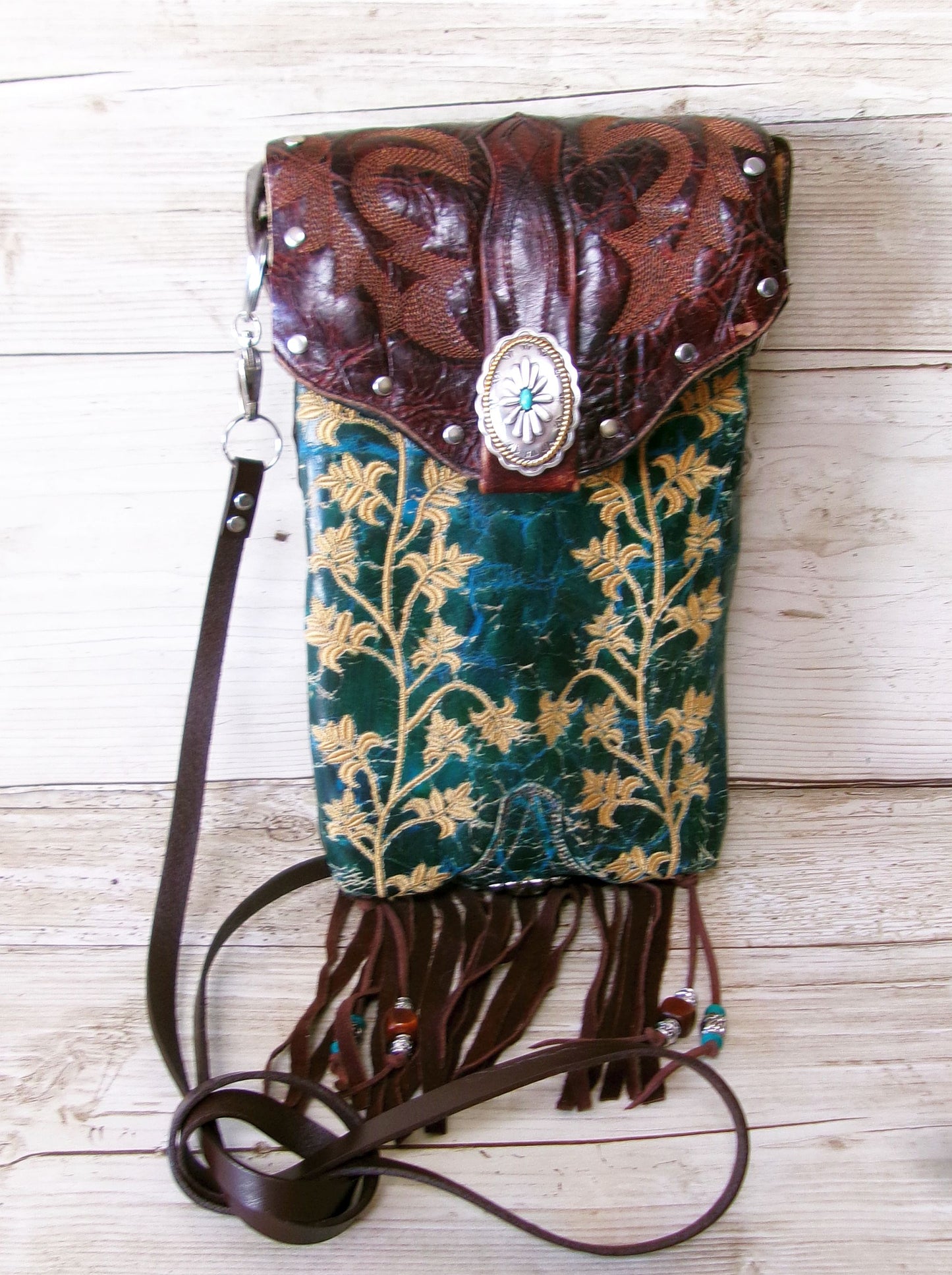 turquoise handmade_western_crossbody_bag_with_fringe
