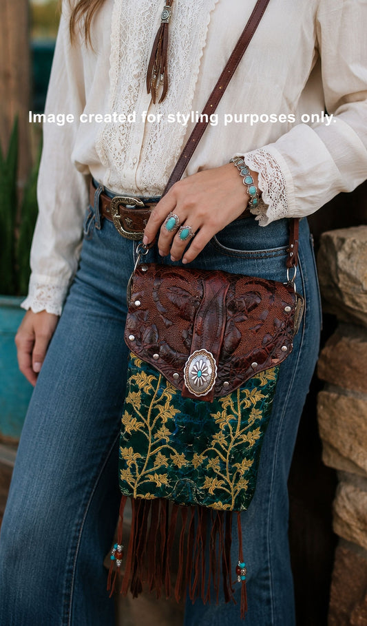 Cowboy Boot Crossbody Hipster Bag with Fringe HP1085