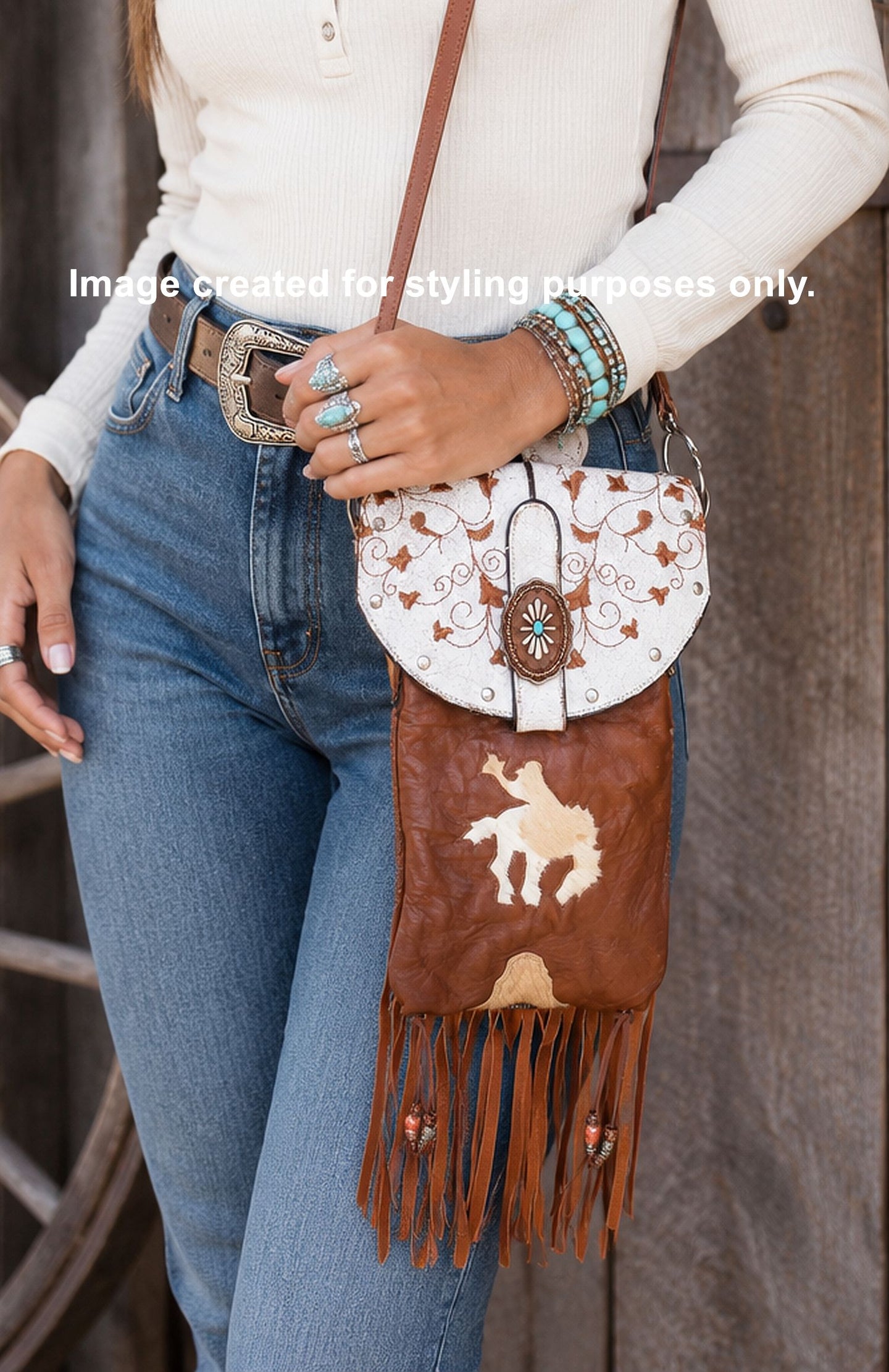 Cowboy Boot Crossbody Hipster Bag with Fringe HP1087