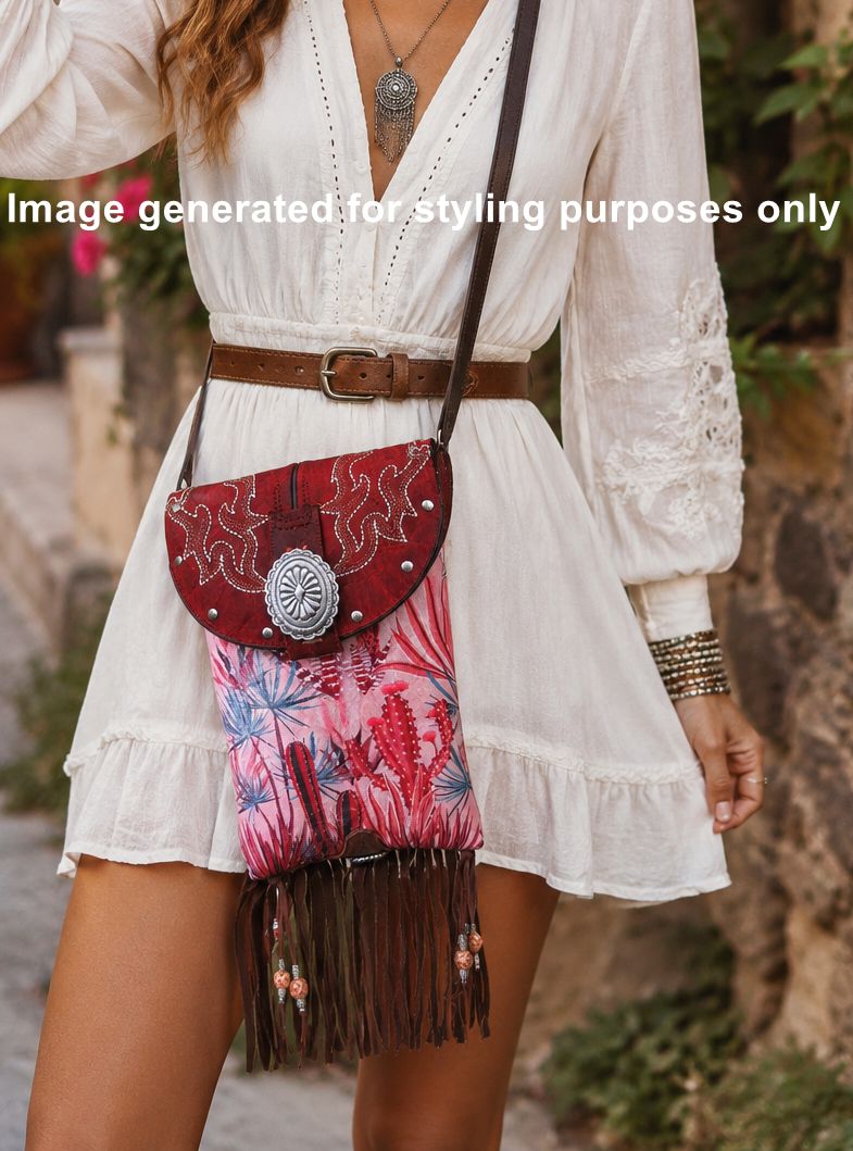 Cowboy Boot Crossbody Hipster Bag with Fringe HP1088
