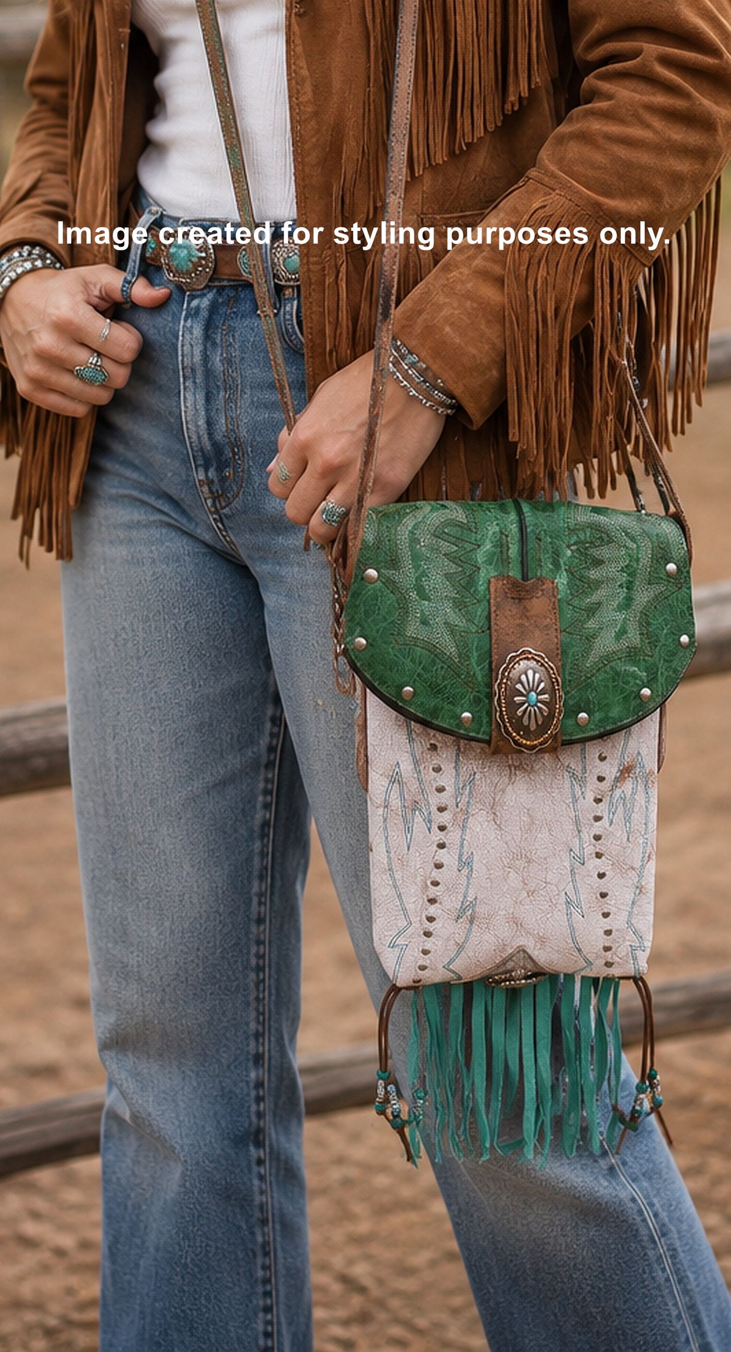 Cowboy Boot Crossbody Hipster Bag with Fringe HP1089