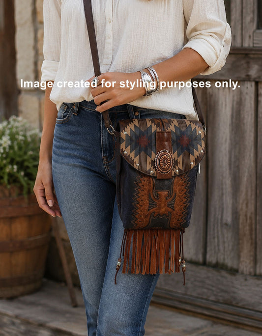 Cowboy Boot Crossbody Hipster Bag  with Fringe HP1091