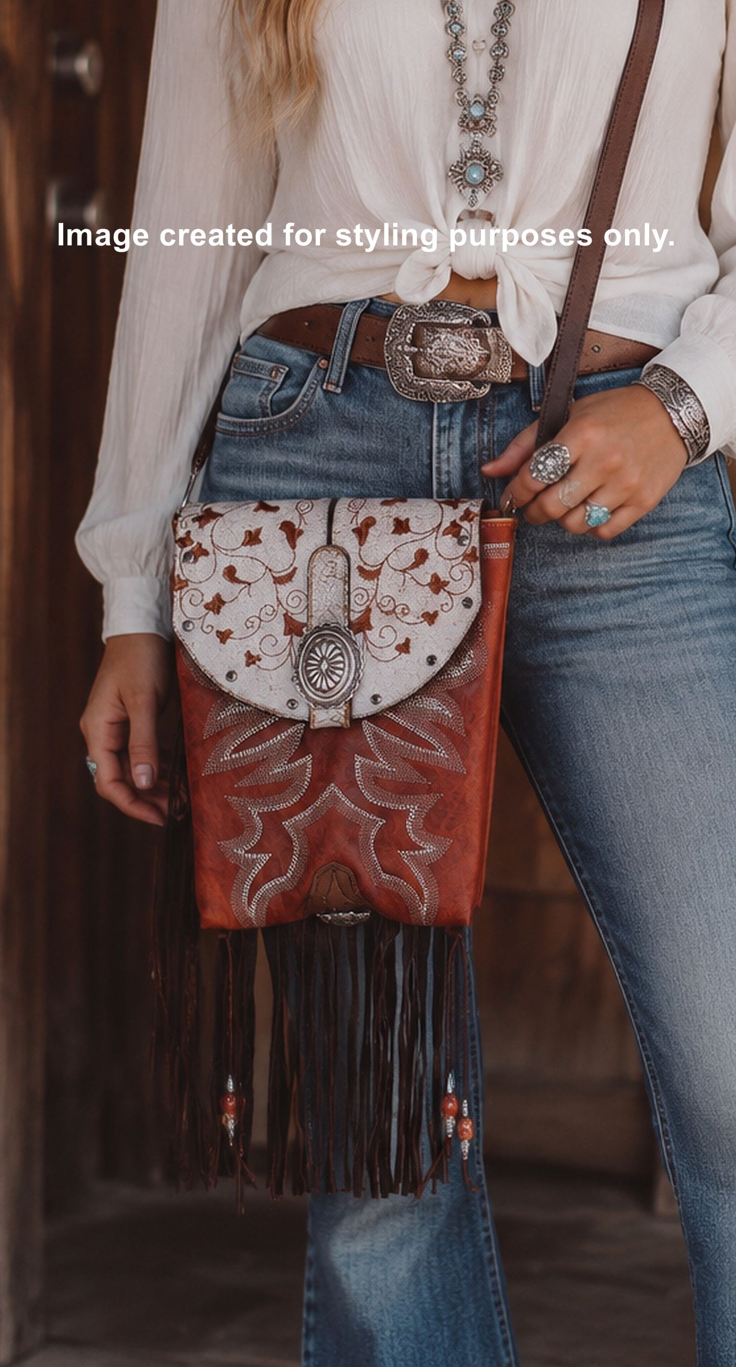 Cowboy Boot Crossbody Hipster Bag with Fringe HP1092