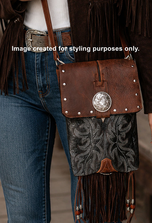 Cowboy Boot Crossbody Hipster Bag with Fringe HP1093