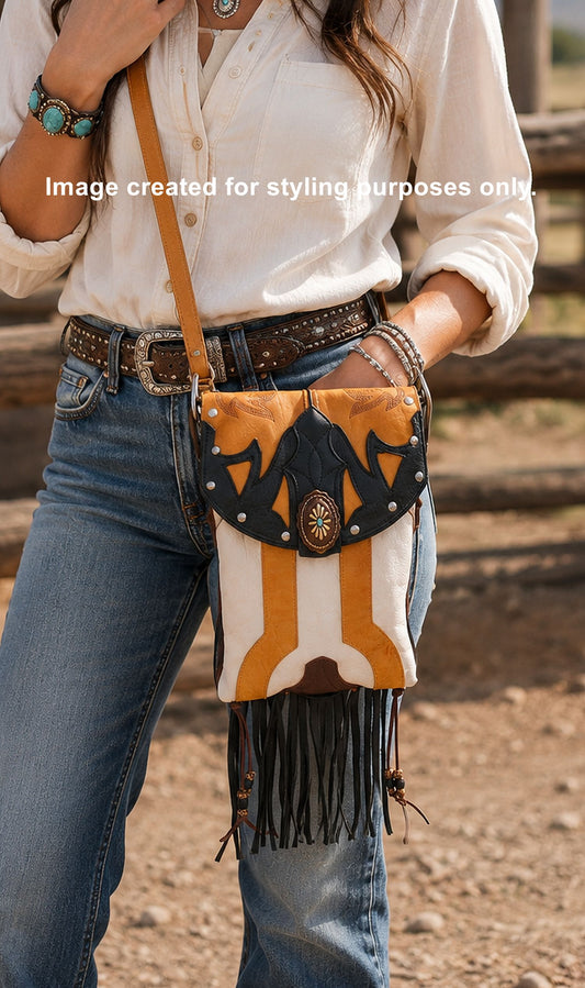 Cowboy Boot Crossbody Hipster Bag with Fringe HP1095