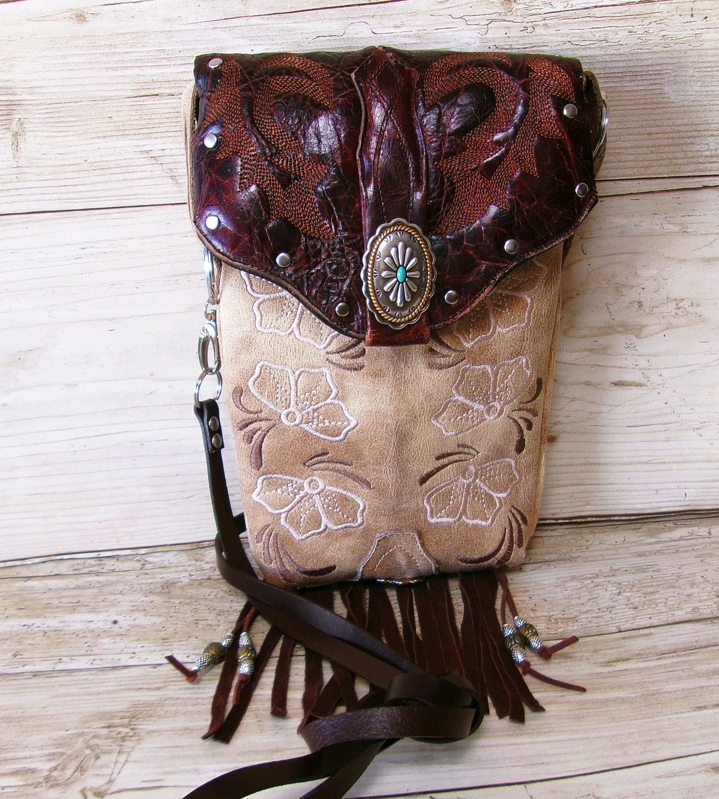 floral cowboy boot purse with crossbody strap