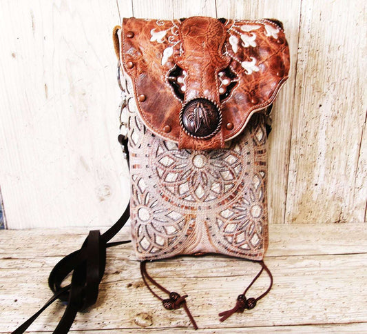 Cowboy Boot Crossbody Hipster Bag HP1119 handcrafted from cowboy boots. Shop Handbags at ChrisThompsonBags.com and buy the best ["Crossbody","feathers","fringe","glitter","Hipster","Small"] at Chris Thompson Bags.