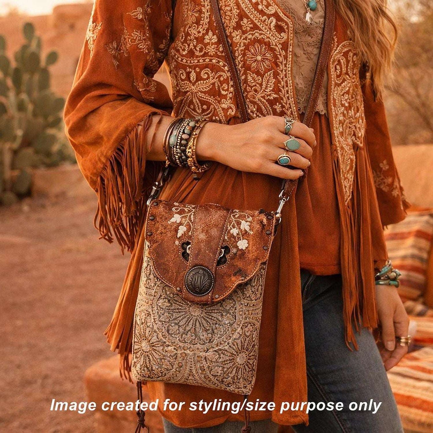 Cowboy Boot Crossbody Hipster Bag HP1119 handcrafted from cowboy boots. Shop Handbags at ChrisThompsonBags.com and buy the best ["Crossbody","feathers","fringe","glitter","Hipster","Small"] at Chris Thompson Bags.