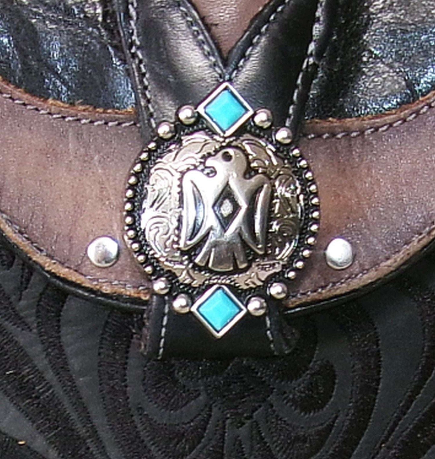Cowboy Boot Crossbody Hipster Bag HP1122 handcrafted from cowboy boots. Shop Handbags at ChrisThompsonBags.com and buy the best ["Crossbody","fringe","Hipster","phoenix","Small","thunderbird","Turquoise"] at Chris Thompson Bags.
