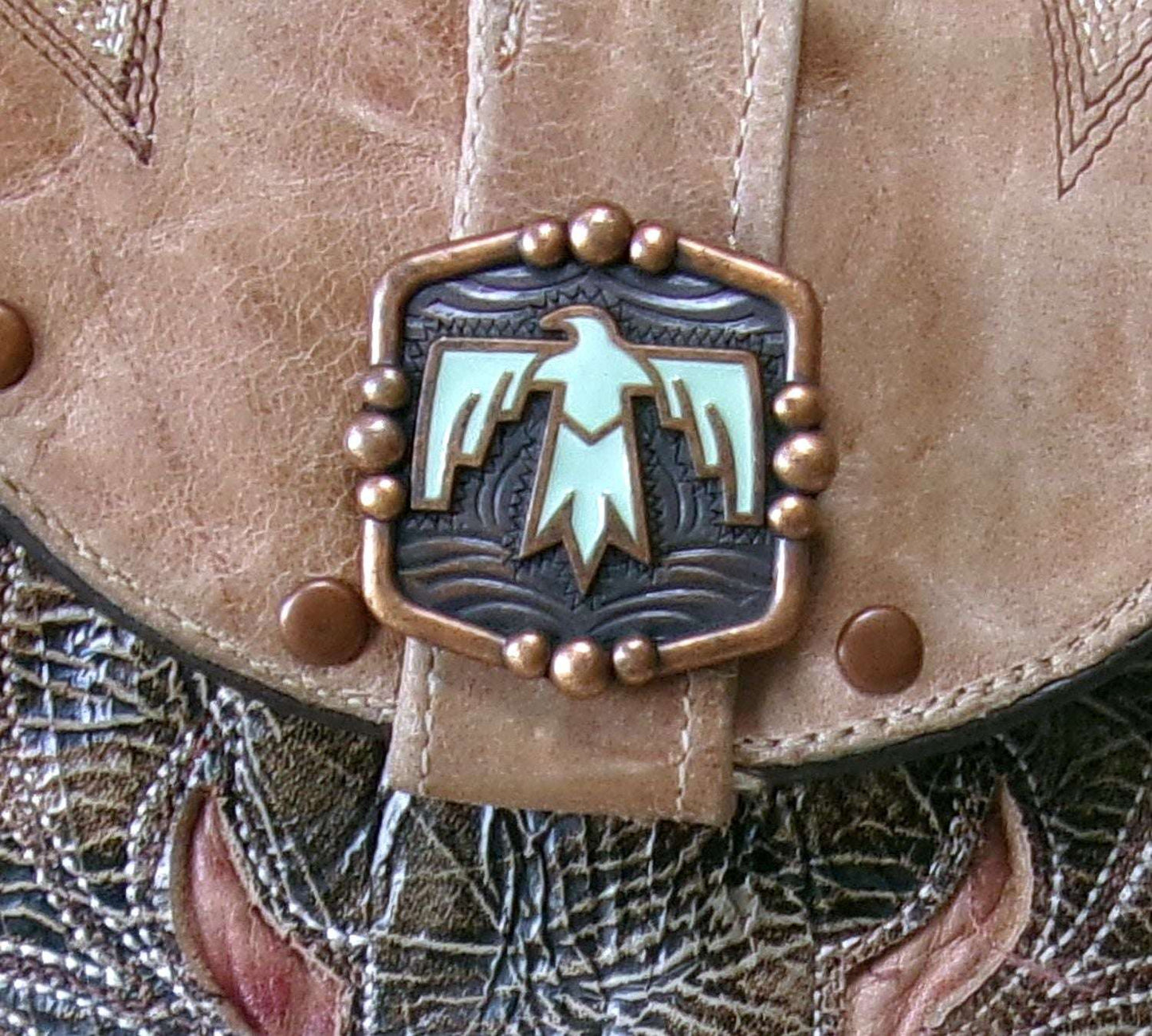 Cowboy Boot Crossbody Hipster Bag HP1128 handcrafted from cowboy boots. Shop Handbags at ChrisThompsonBags.com and buy the best ["Crossbody","fringe","Hipster","phoenix","Small","thunderbird"] at Chris Thompson Bags.