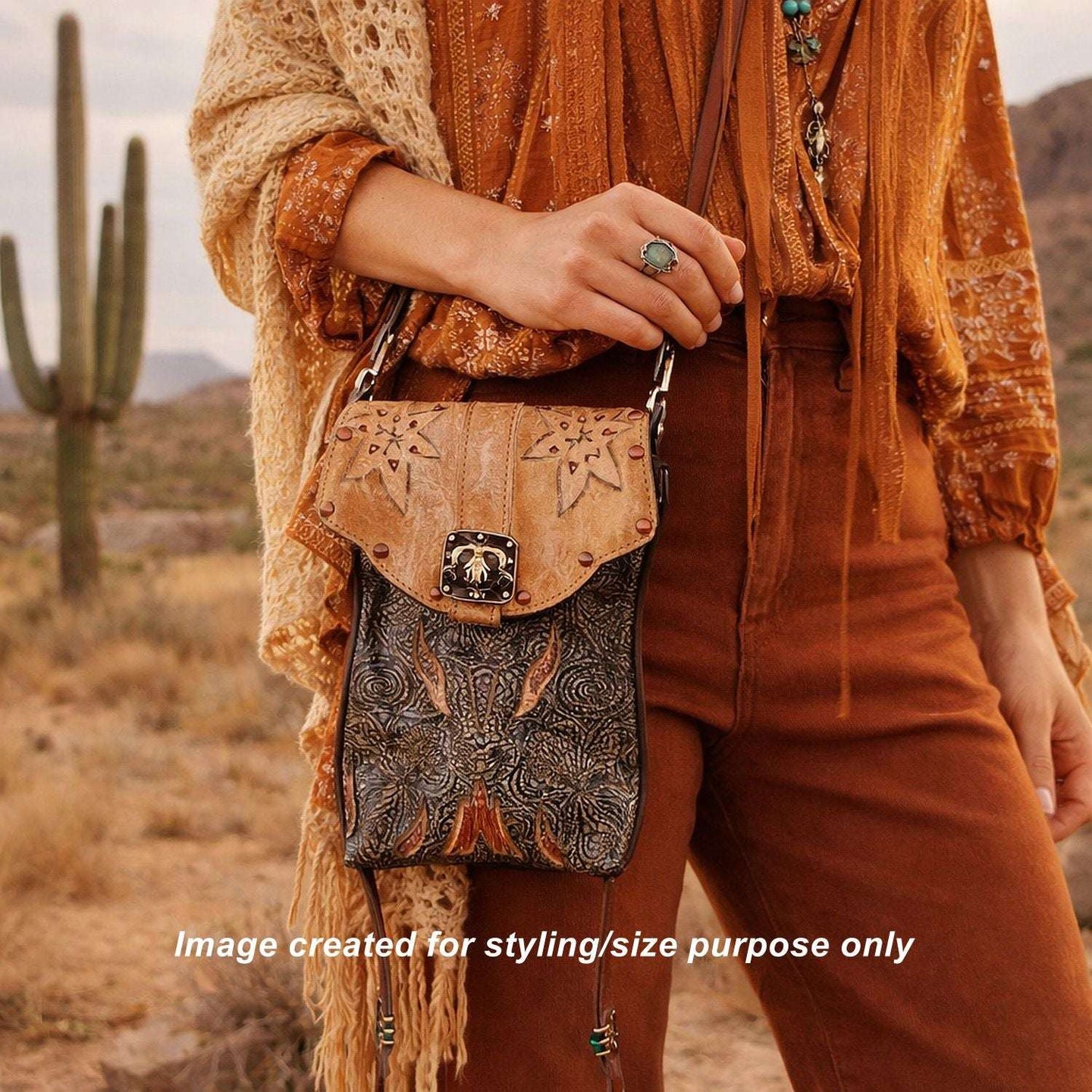Cowboy Boot Crossbody Hipster Bag HP1128 handcrafted from cowboy boots. Shop Handbags at ChrisThompsonBags.com and buy the best ["Crossbody","fringe","Hipster","phoenix","Small","thunderbird"] at Chris Thompson Bags.