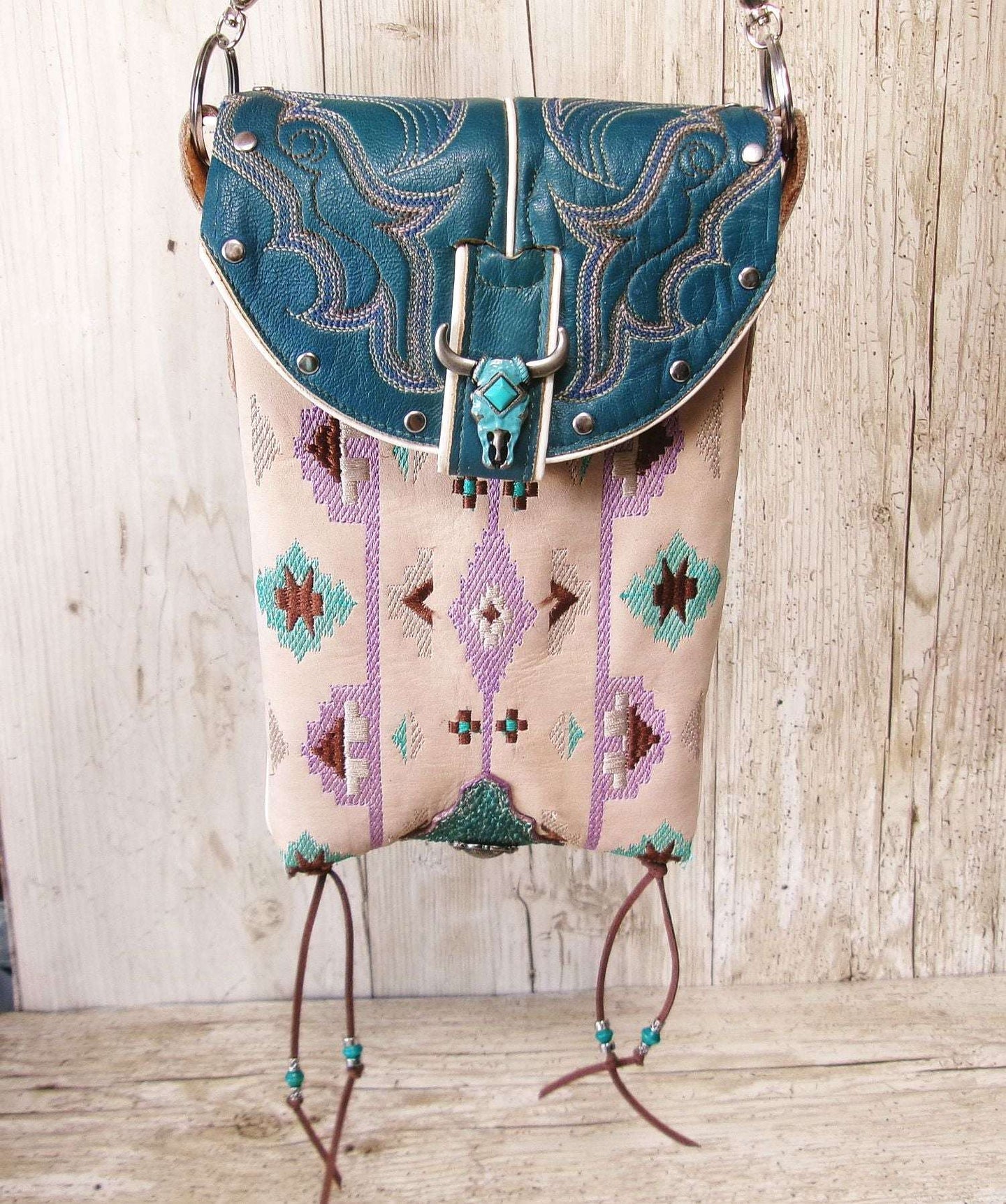 Cowboy Boot Crossbody Hipster Bag HP1130 handcrafted from cowboy boots. Shop Handbags at ChrisThompsonBags.com and buy the best ["Crossbody","fringe","Hipster","longhorn","Small"] at Chris Thompson Bags.