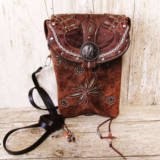 Cowboy Boot Crossbody Hipster Bag HP1131 handcrafted from cowboy boots. Shop Handbags at ChrisThompsonBags.com and buy the best ["Crossbody","feathers","floral","fringe","Hipster","Small"] at Chris Thompson Bags.