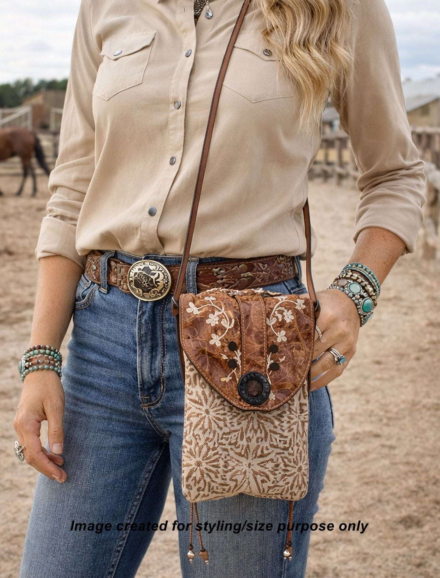 Cowboy Boot Crossbody Hipster Bag HP1133 handcrafted from cowboy boots. Shop Handbags at ChrisThompsonBags.com and buy the best ["Crossbody","fringe","glitter","Hipster","Small"] at Chris Thompson Bags.