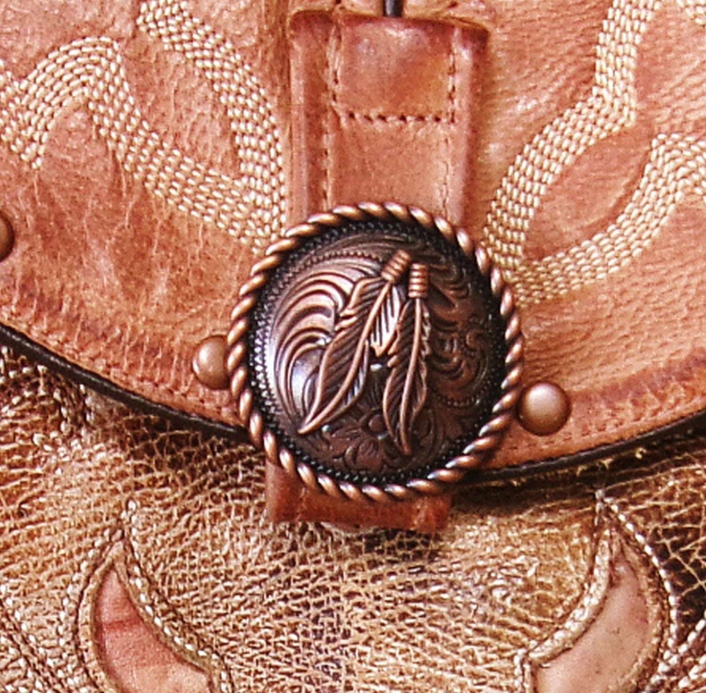 Cowboy Boot Crossbody Hipster Bag with Fringe HP1138 handcrafted from cowboy boots. Shop Handbags at ChrisThompsonBags.com and buy the best ["Crossbody","feathers","fringe","Hipster","horses","Small"] at Chris Thompson Bags.