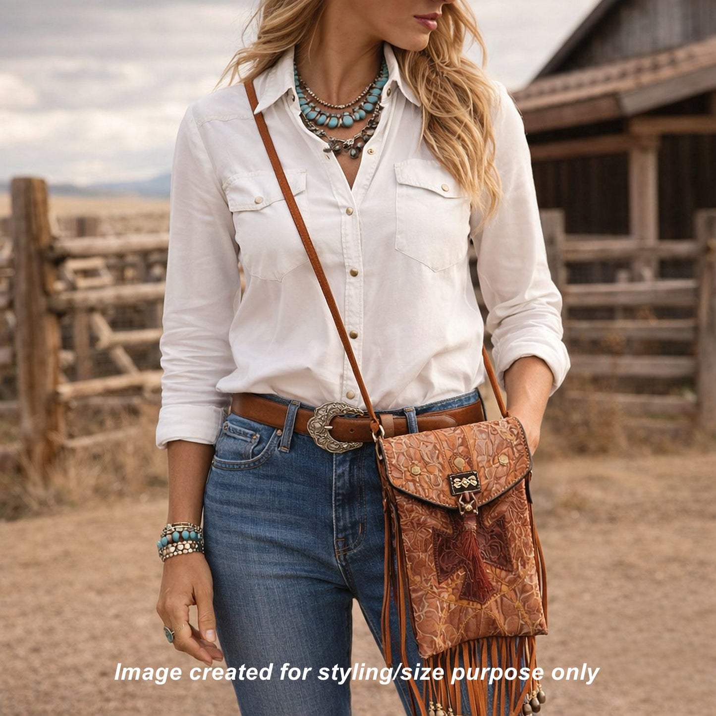 Cowboy Boot Crossbody Hipster Bag with Fringe HP1140 handcrafted from cowboy boots. Shop Handbags at ChrisThompsonBags.com and buy the best ["Crossbody","fringe","Hipster","phoenix","Small","thunderbird"] at Chris Thompson Bags.