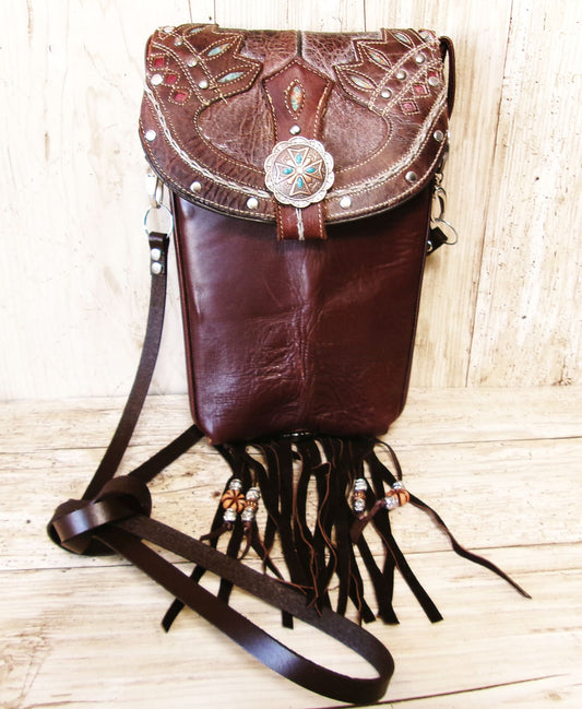 Cowboy Boot Crossbody Hipster Bag with Fringe HP1143