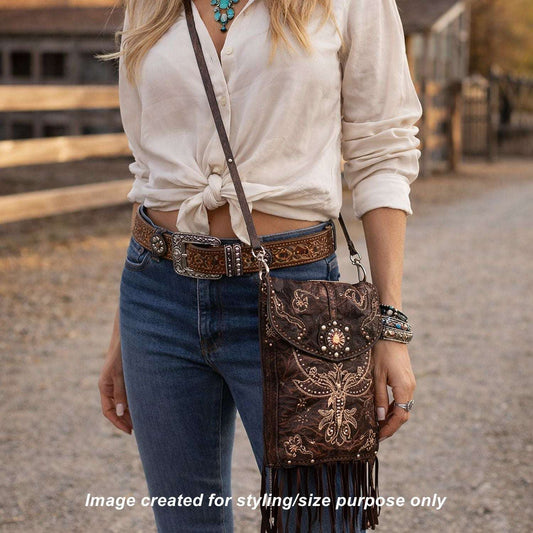 Cowboy Boot Crossbody Hipster Bag with Fringe HP1148 handcrafted from cowboy boots. Shop Handbags at ChrisThompsonBags.com and buy the best ["Crossbody","dragonfly","fringe","Hipster","Small"] at Chris Thompson Bags.