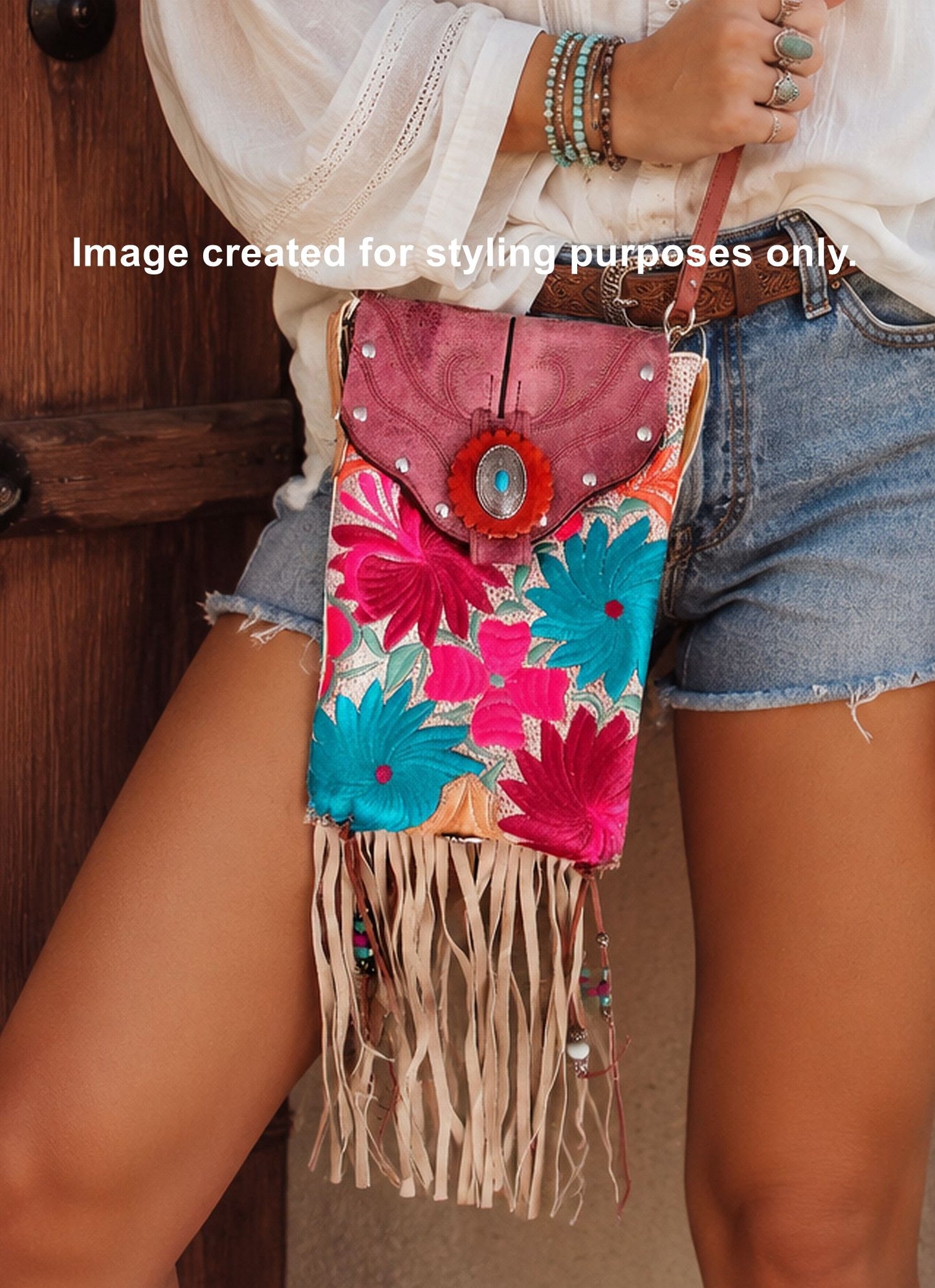 Cowboy Boot Crossbody Fringe Hipster Bag HP777