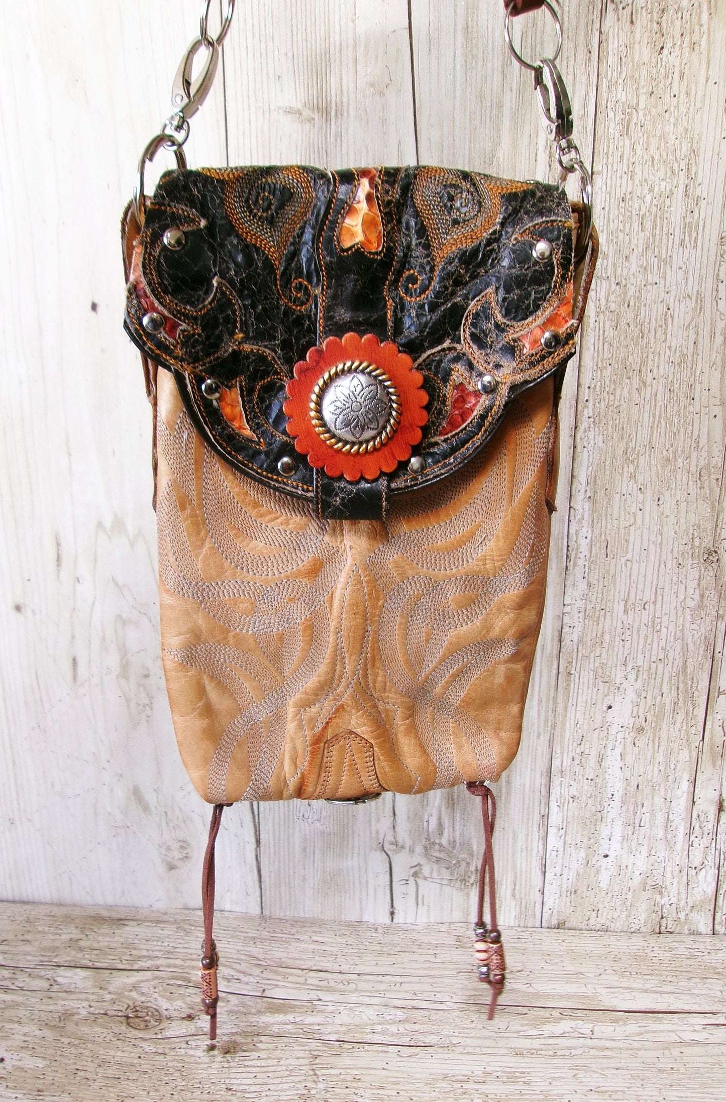 Colorful Leather Bag 5pc Bundle | Fringe & Hipster Set handcrafted from cowboy boots. Shop  at ChrisThompsonBags.com and buy the best [] at Chris Thompson Bags.