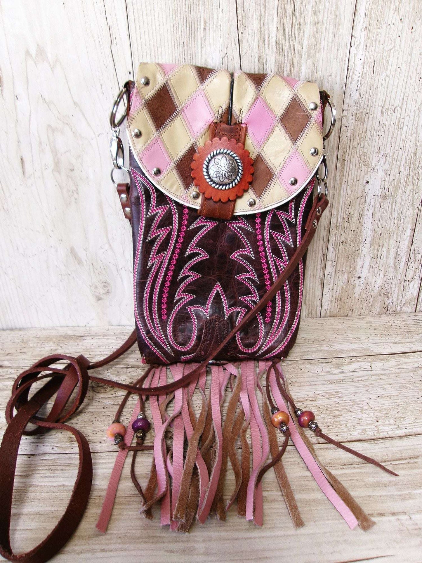 Colorful Leather Bag 5pc Bundle | Fringe & Hipster Set handcrafted from cowboy boots. Shop  at ChrisThompsonBags.com and buy the best [] at Chris Thompson Bags.