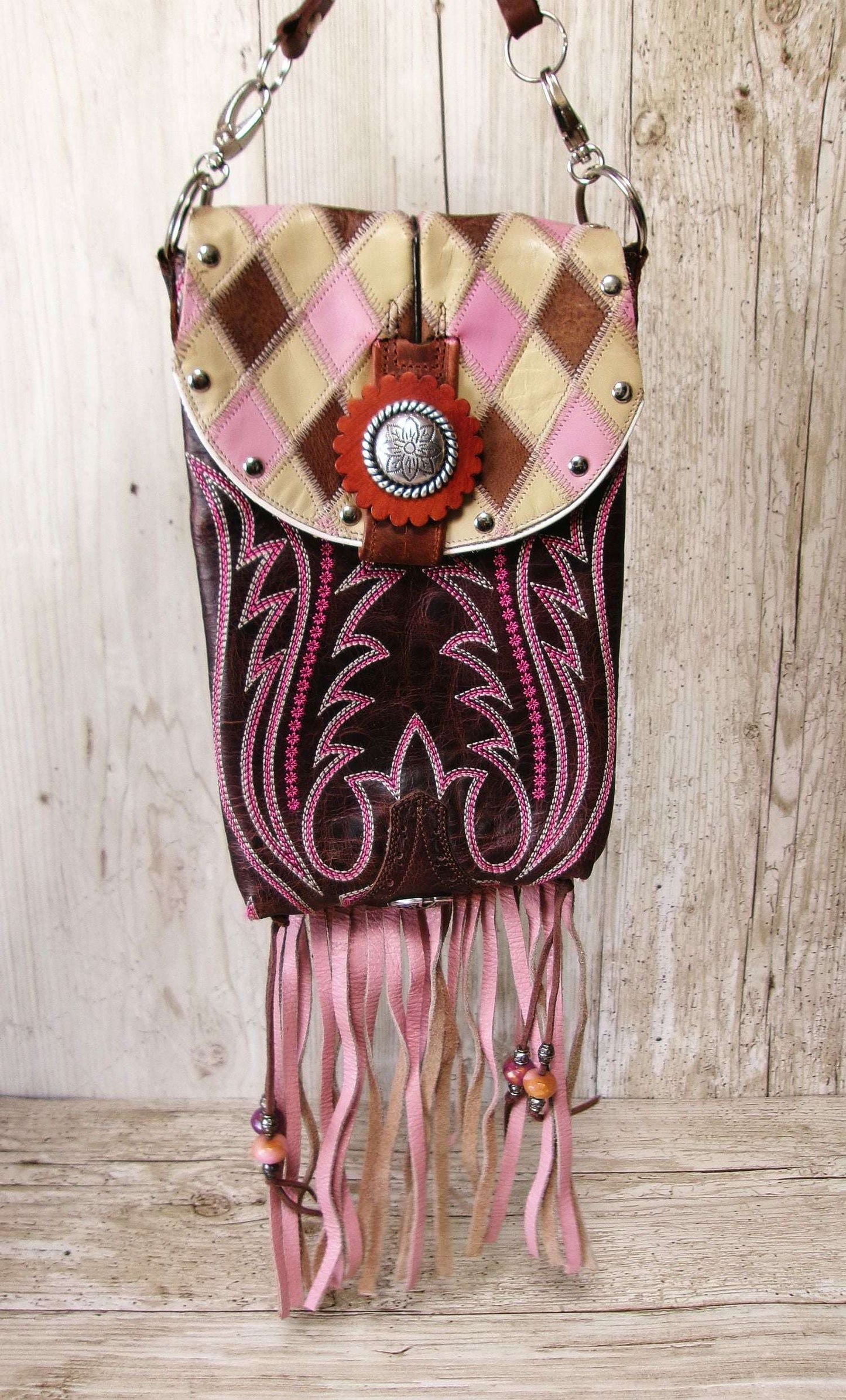 Colorful Leather Bag 5pc Bundle | Fringe & Hipster Set handcrafted from cowboy boots. Shop  at ChrisThompsonBags.com and buy the best [] at Chris Thompson Bags.