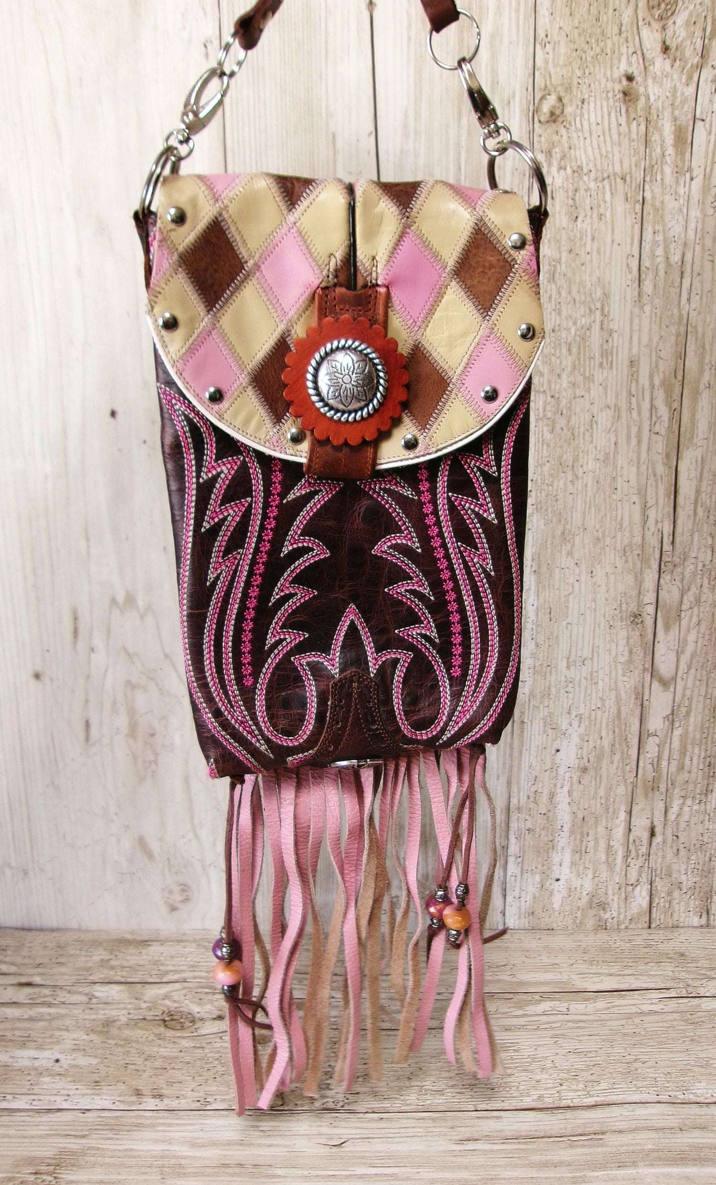 Colorful Leather Bag 5pc Bundle | Fringe & Hipster Set handcrafted from cowboy boots. Shop  at ChrisThompsonBags.com and buy the best [] at Chris Thompson Bags.