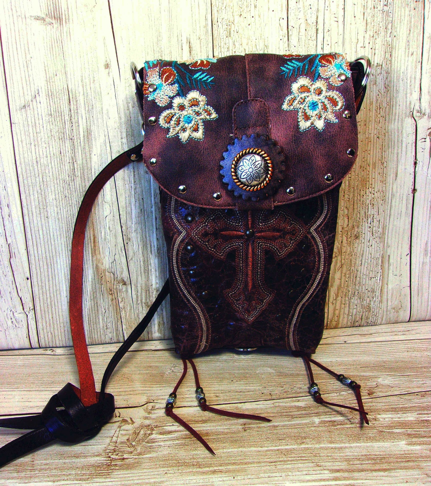 Cowboy Boot Crossbody Hipster Purse HP836 handcrafted from cowboy boots. Shop all unique leather western handbags, purses and totes at Chris Thompson Bags