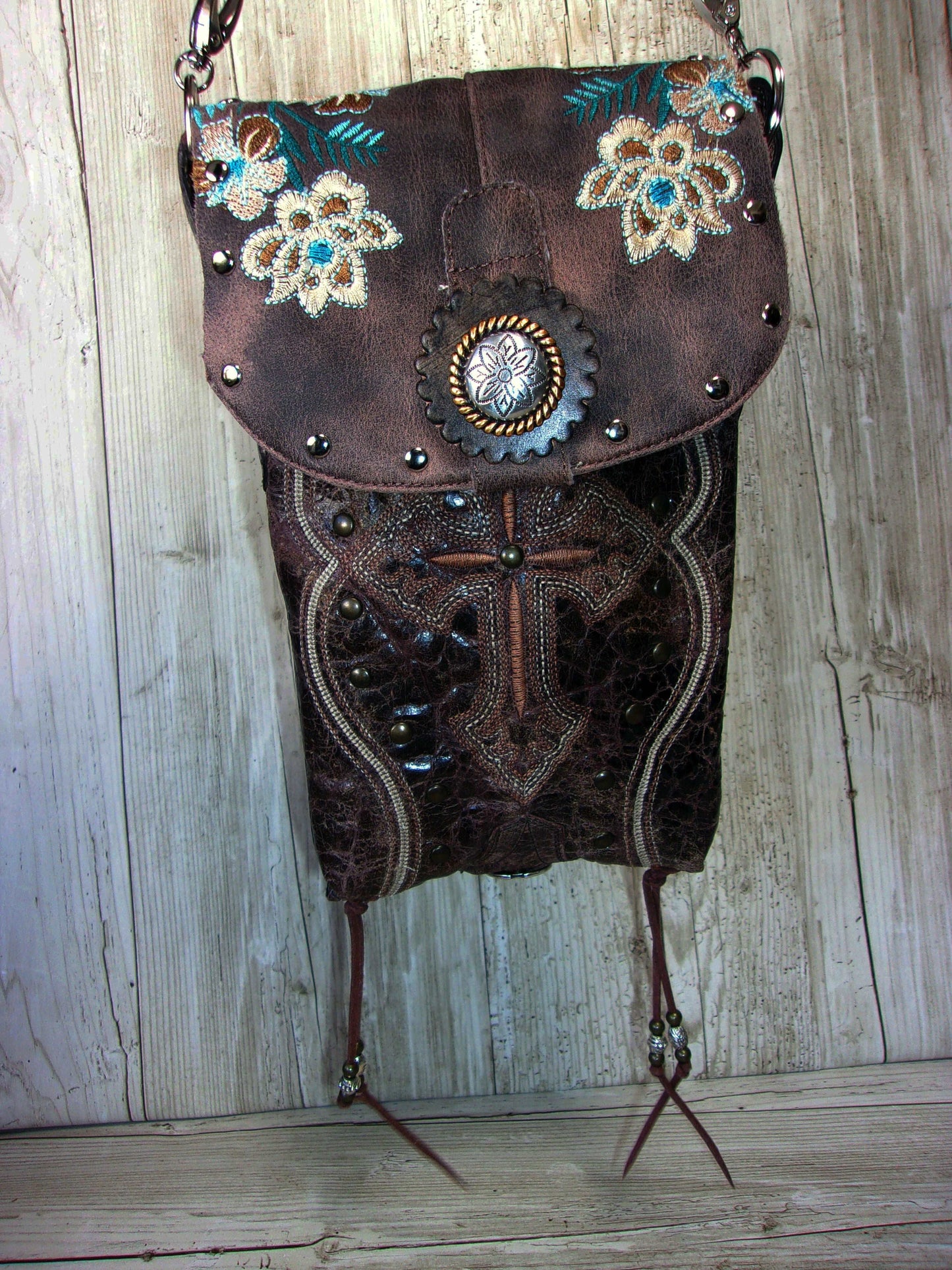 Cowboy Boot Crossbody Hipster Purse HP836 handcrafted from cowboy boots. Shop all unique leather western handbags, purses and totes at Chris Thompson Bags