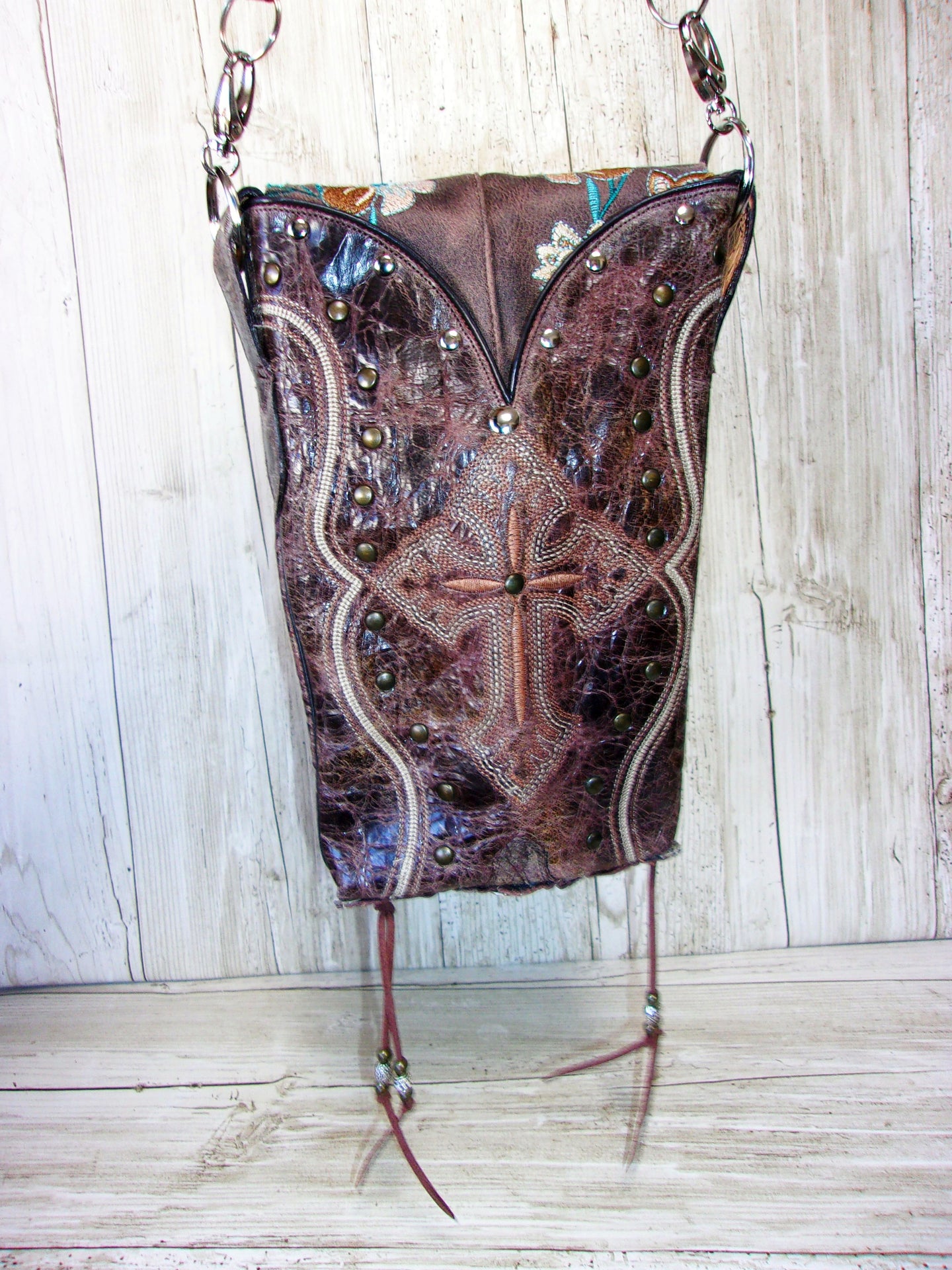 Cowboy Boot Crossbody Hipster Purse HP836 handcrafted from cowboy boots. Shop all unique leather western handbags, purses and totes at Chris Thompson Bags