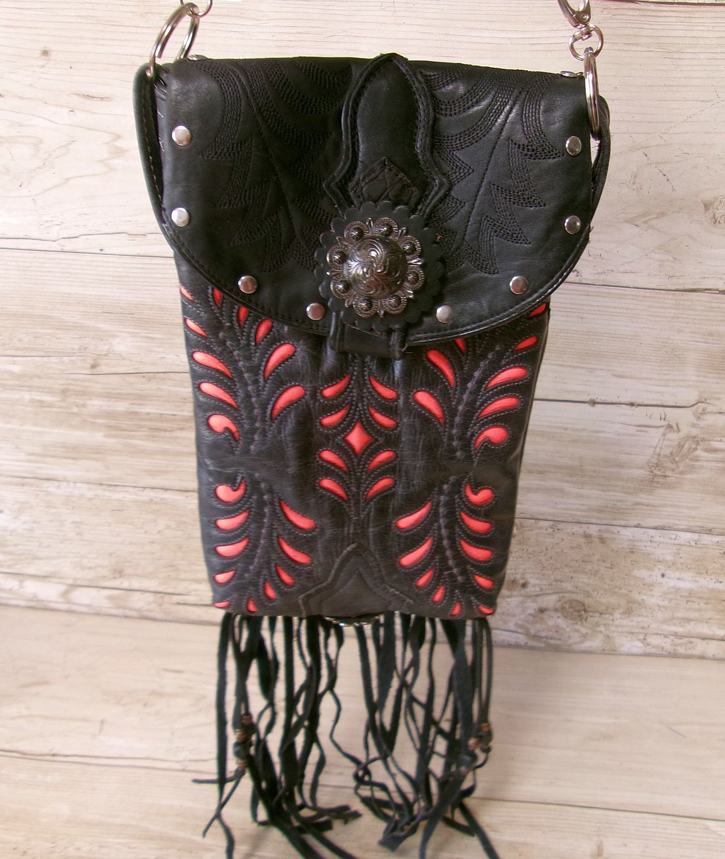 Cowboy Boot Crossbody Fringe Hipster Bag HP917