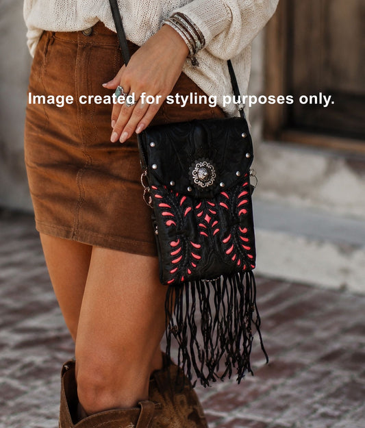 Cowboy Boot Crossbody Fringe Hipster Bag HP917