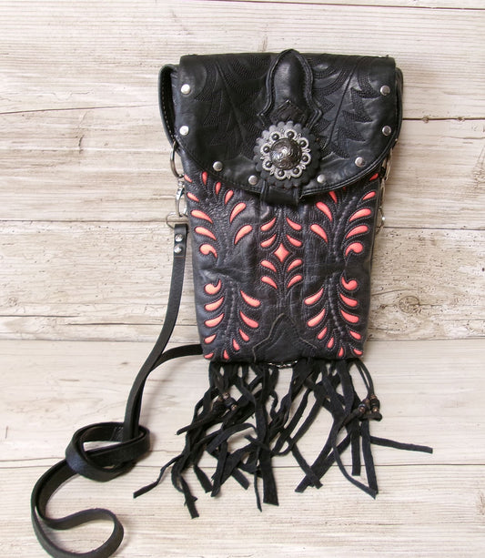Cowboy Boot Crossbody Fringe Hipster Bag HP917