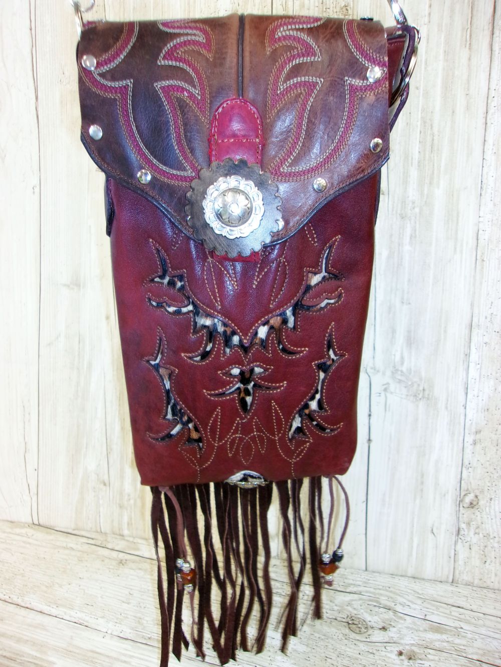 Cheetah Print Western Purse 6Pc Bundle | Fringe & Crossbody handcrafted from cowboy boots. Shop  at ChrisThompsonBags.com and buy the best ["cheetah"] at Chris Thompson Bags.