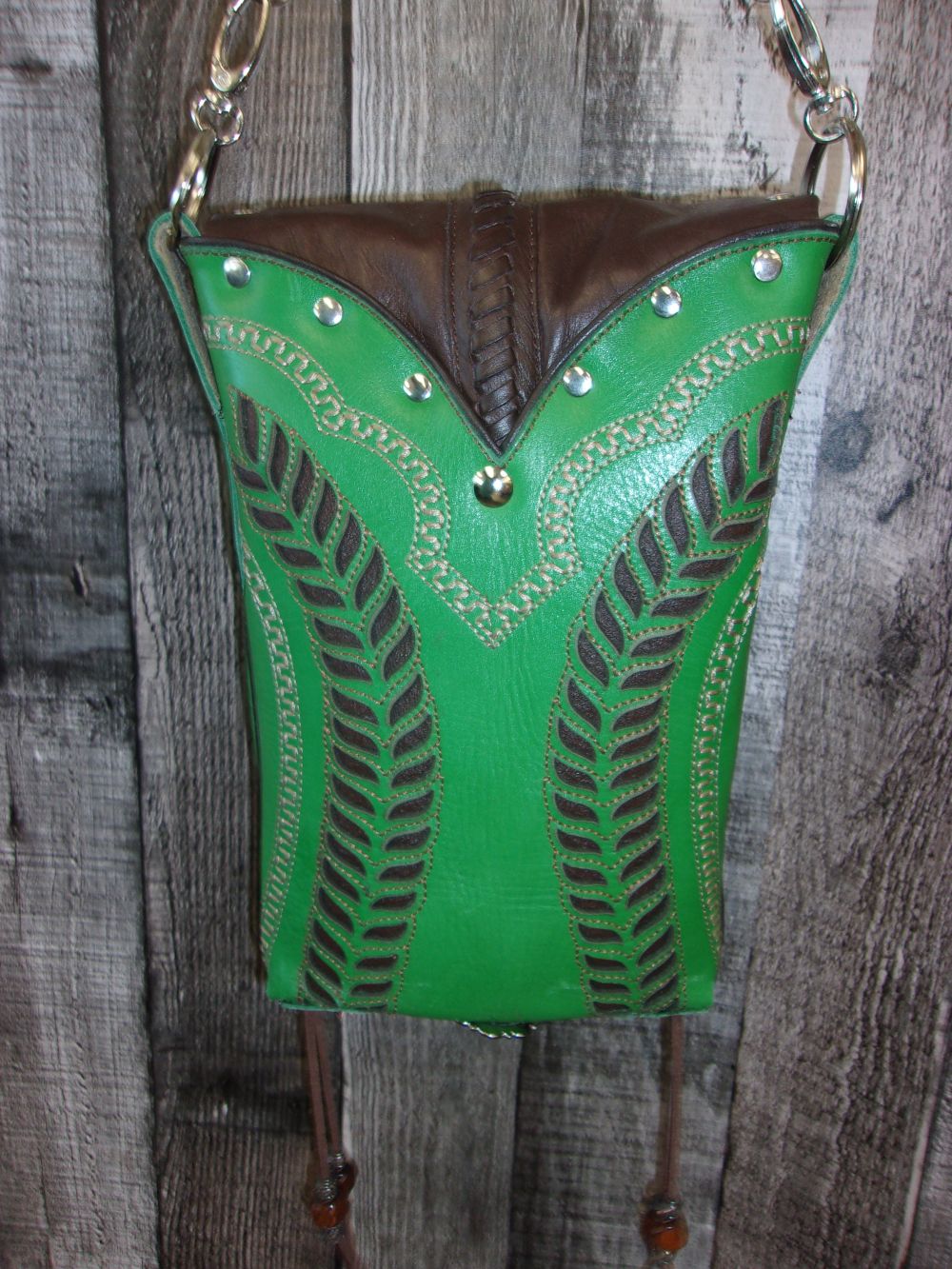 Cowboy Boot Crossbody Hipster Purse HP934 handcrafted from cowboy boots. Shop all unique leather western handbags, purses and totes at Chris Thompson Bags