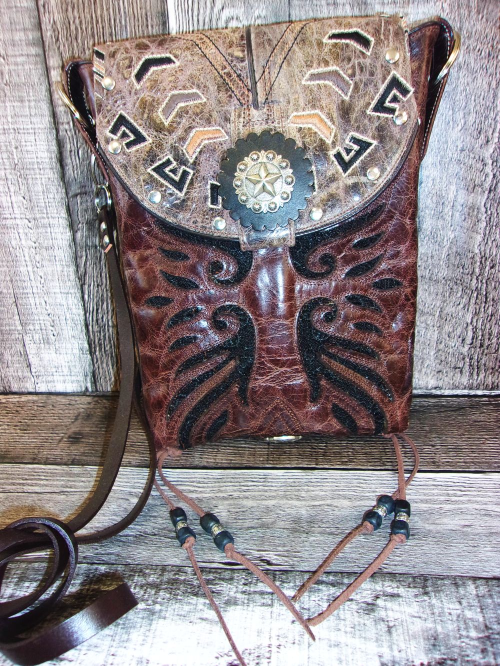 Cowboy Boot Crossbody Hipster Purse HP941 handcrafted from cowboy boots. Shop all unique leather western handbags, purses and totes at Chris Thompson Bags