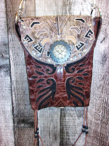 Cowboy Boot Crossbody Hipster Purse HP941 handcrafted from cowboy boots. Shop all unique leather western handbags, purses and totes at Chris Thompson Bags