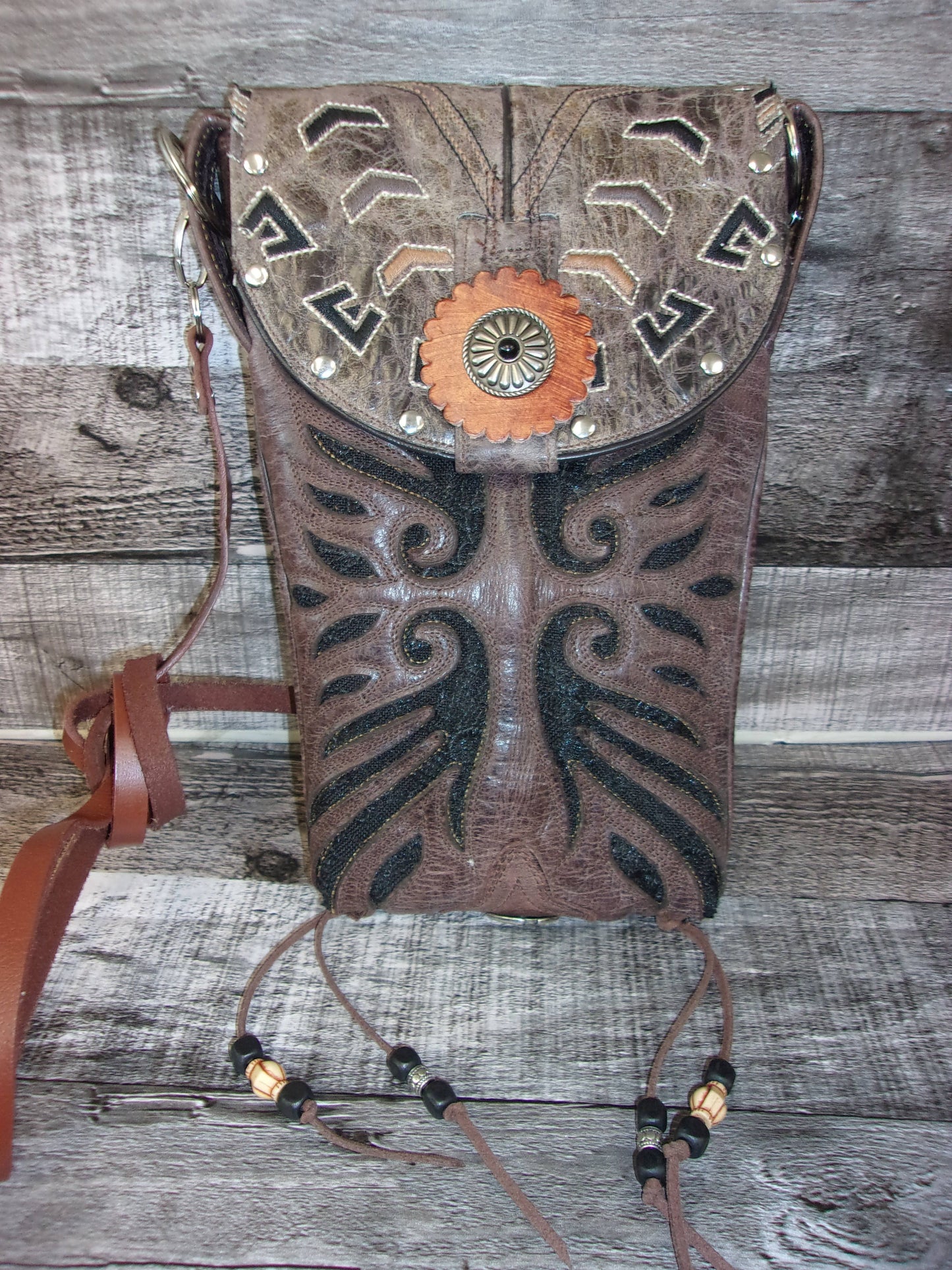 Cowboy Boot Crossbody Hipster Purse HP948 handcrafted from cowboy boots. Shop all unique leather western handbags, purses and totes at Chris Thompson Bags