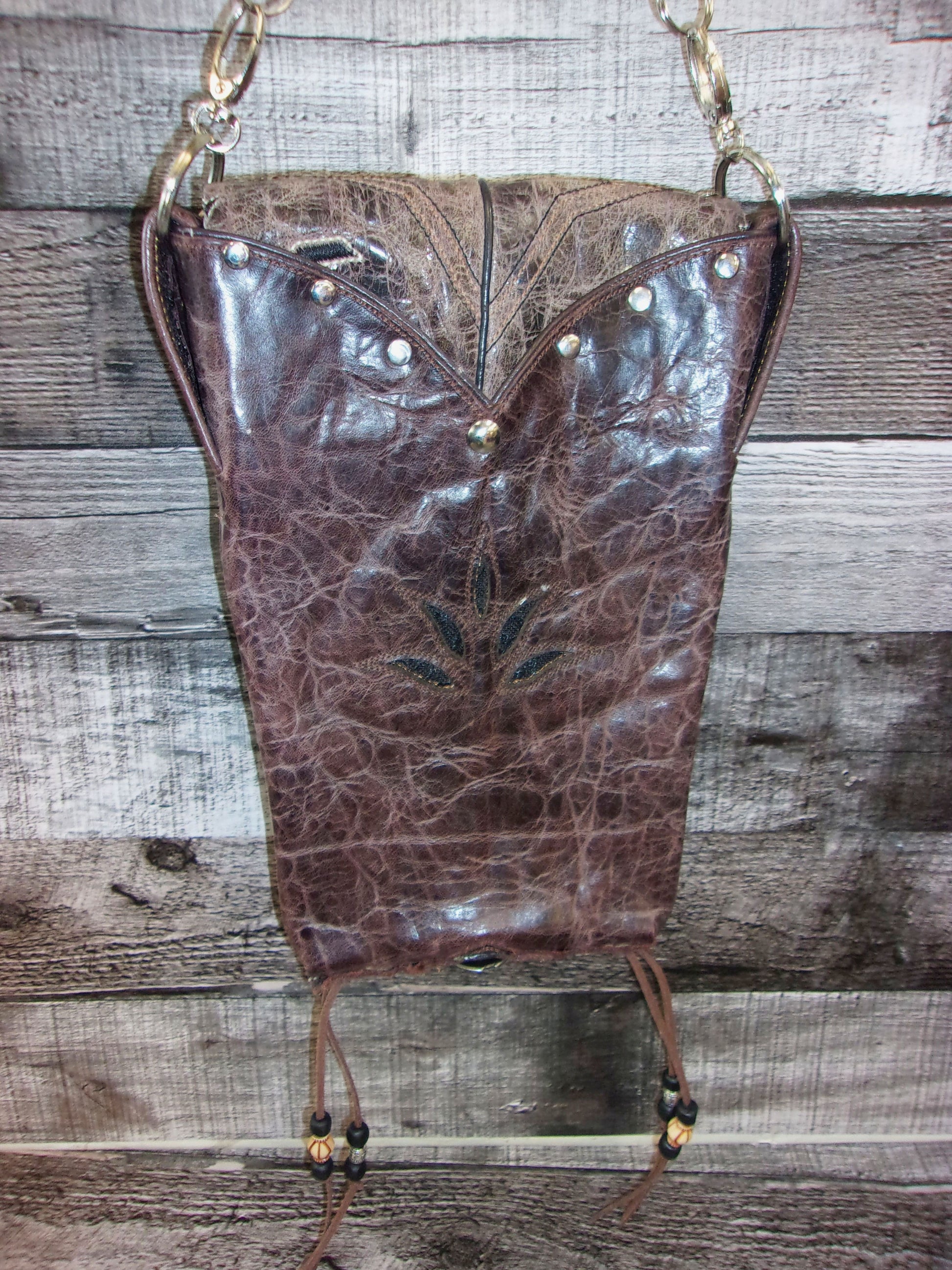 Cowboy Boot Crossbody Hipster Purse HP948 handcrafted from cowboy boots. Shop all unique leather western handbags, purses and totes at Chris Thompson Bags